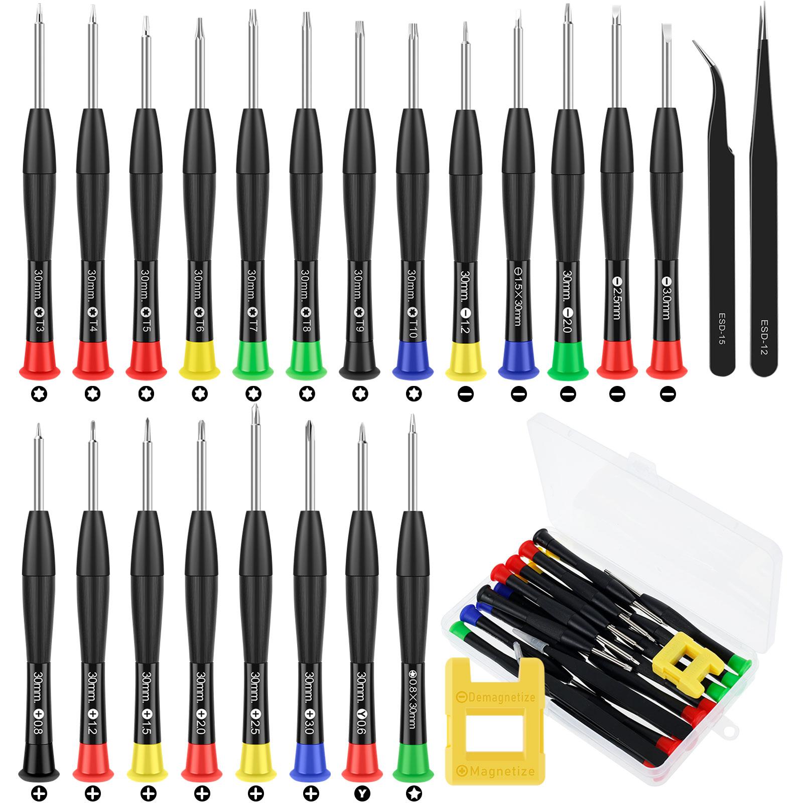 

24Pcs Magnetic Screwdriver Precision Handheld Micro Torx Flat Cross Y Screwdriver for Watch Eyeglasse Jewelry Electronics Repair