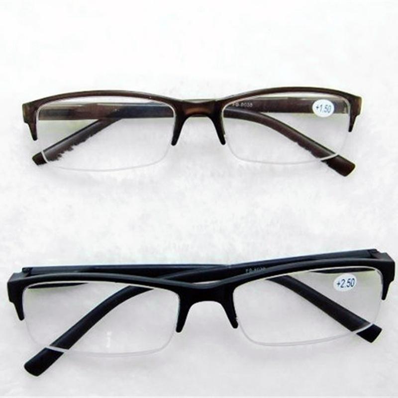 

Новый дизайн мужские черные / коричневые пружинные петли с дужками для чтения без оправы для чтения 2 дубильная кора