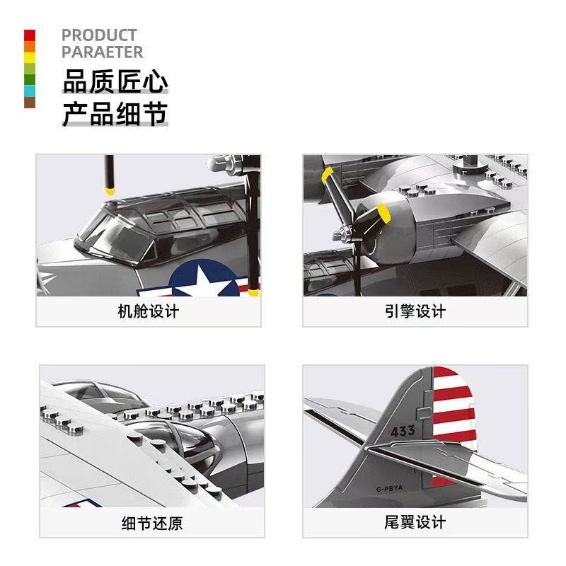 Konstruktionsspielzeug 364 Teile Militärische Konsolidierte PBY 5A Catalina Bausteine Flugzeugsteine Flugzeugwaffe Flugzeug für Kinder