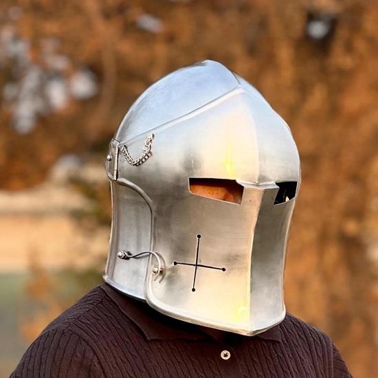 Barbuta Helma Středověká Rytířská Zbroj 18g Měkká Ocel Helma LARP Cosplay Halloweenský Kostým Hledí Válečníkova Helma Nejlepší Dárek