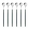 6ks Barevné příbory s dlouhou rukojetí Matné nerezové Lžíce Leštěné Míchání Nápoj Zmrzlina Dezert Čajová lžička Sada nádobí