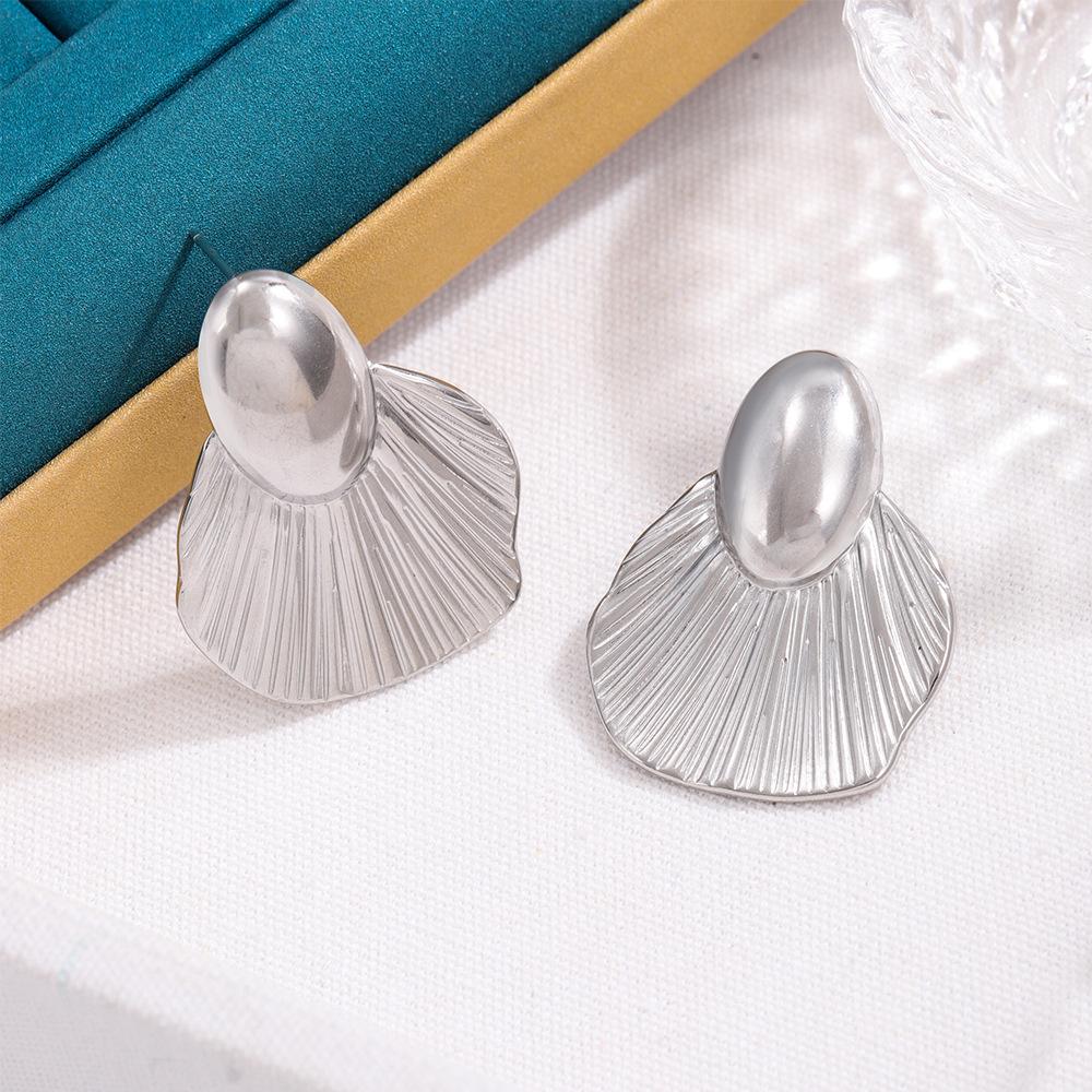 DIGADAGU Stainless Steel Fishtail Stud Earrings New Elegant Trend Earrings Women Daily Zircon Accessories медный