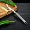 2pcs Creative Stainless Steel Chili Corer Bitter Gourd Chili Seed Remover Core Digging Knife Pepper Slicer Vegetable Slicer