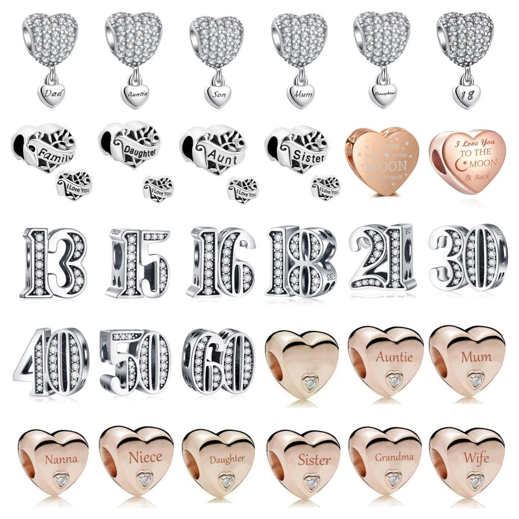 New Copper Simplified Original Full Gem Aunt Love Hanging 18 Son Charms Beads Fit Bracelet Of Women' Bijou Jewelry