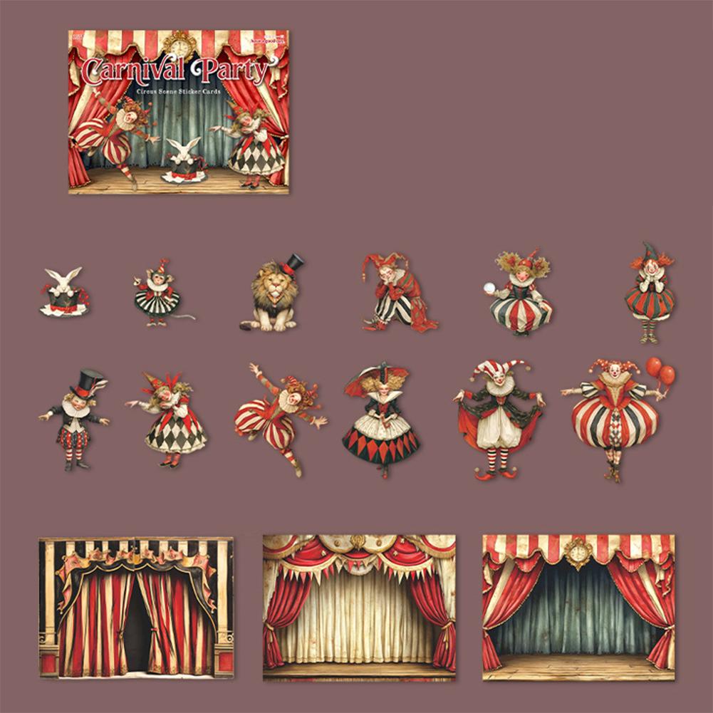 

Hard Cardstock Stickers Carnival Party Circus ClownTheme Landscape Stickers Paster DIY Journal Material Decoration #01 (1PC)