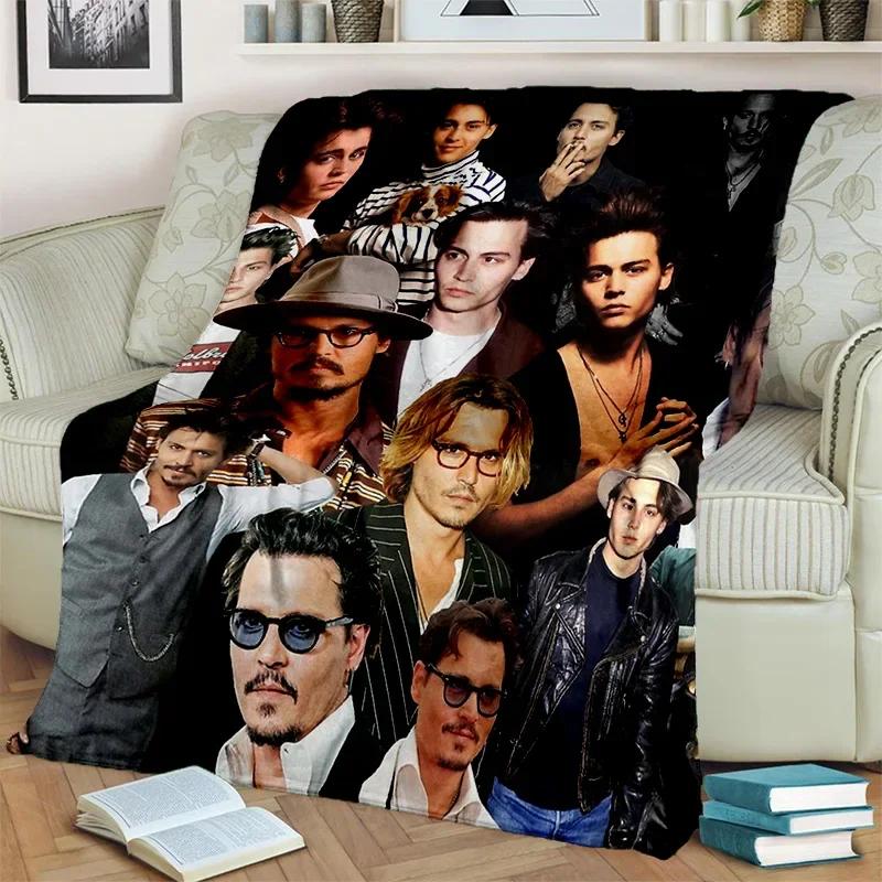 Johnny Depp 3D Printing Series Blanket,Soft Throw Blanket for Home Bedroom Bed Sofa Picnic Travel Office Rest Cover Blanket Kids 75x90cm