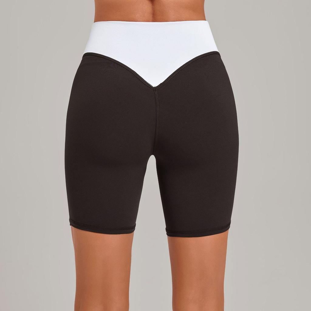 Women's Color Block High Elastic Tummy Control Quick-Dry Running Shorts