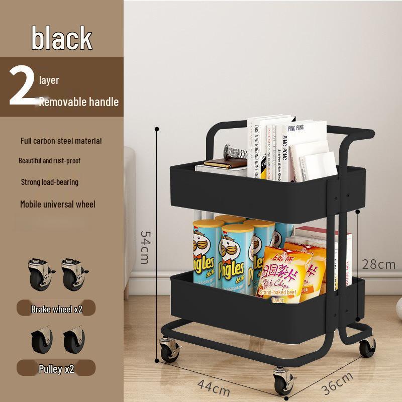 Carbon Steel Multi-Layer Snack & Storage Trolley for Bathroom, Kitchen, Living Room & Toilet