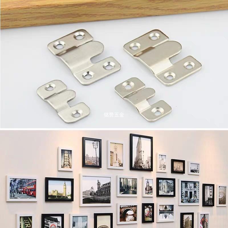 4pcs Stainless Steel Heavy Duty Picture Frame Hanger Photo Display Hooks Bed Interlocking Hanging Fasteners Furniture or