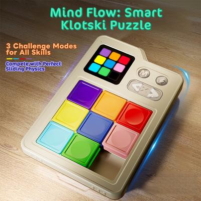 Kids Stress Relieving Pocket Klotski Educational Brain Teaser Toy, Induction Gameboard and Electronic Slide Block Game Toys