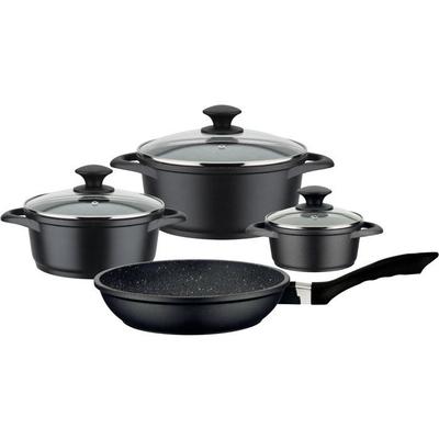 Cookware - All Stovetops Including Induction - - GOURMET GRANIT - Solid Cast Aluminum - 7 Pieces - PFAS-free - Black