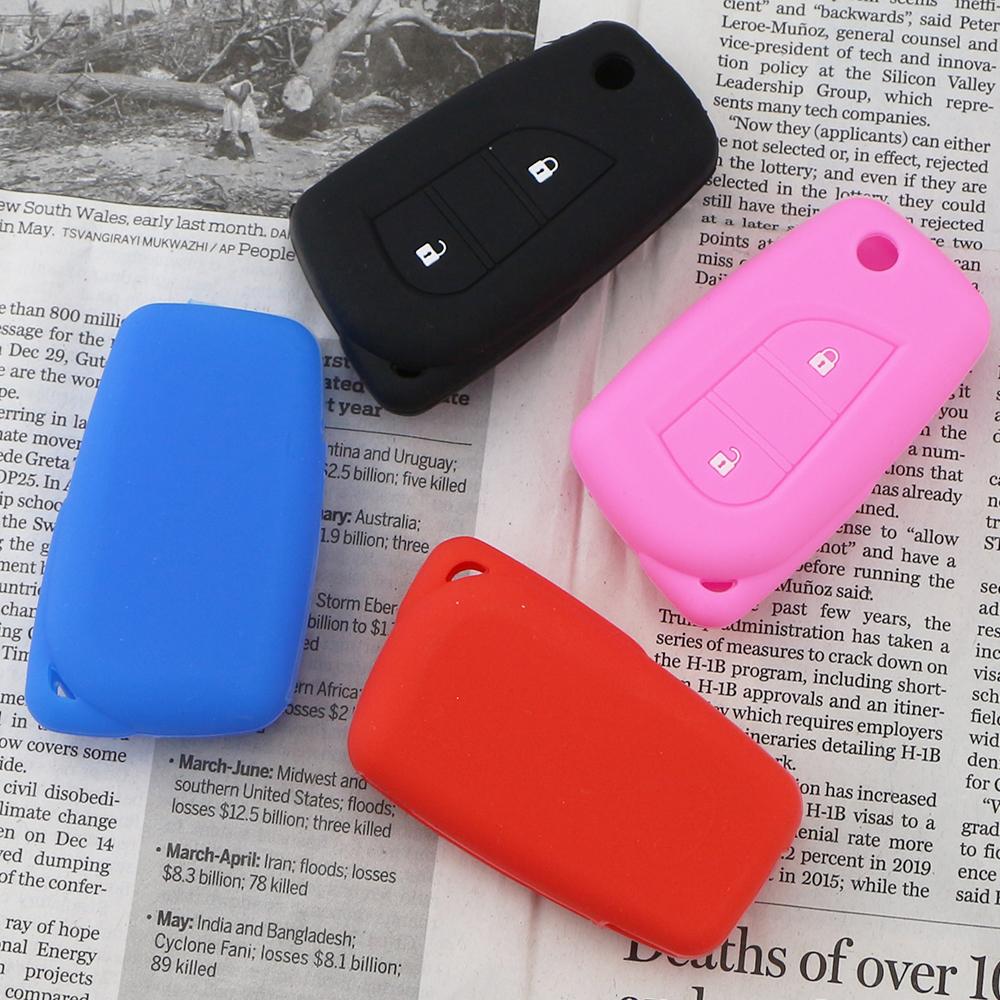 Silicone Rubber Car Key Cover Case Shell Set Protector Fob For Toyota Aygo Yaris Highlander Camry Rav4 2 Button Key Holder