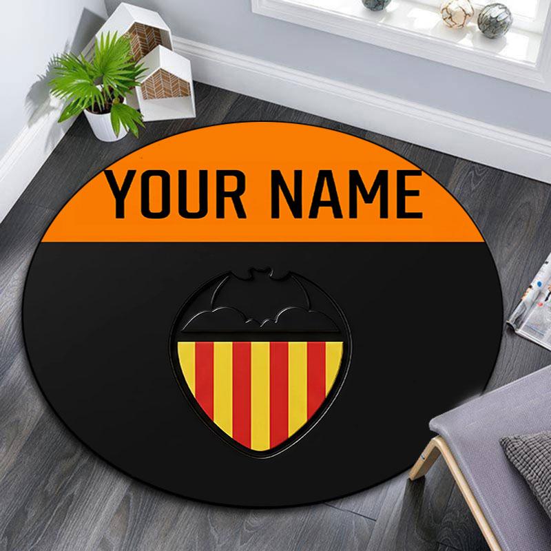 Custom Name,Valencia CF pattern round rug,Carpet Rug for Living Room Bedroom Playroom ,Non-slip Floor Mat,Holiday Gifts and Birthday Gifts.
