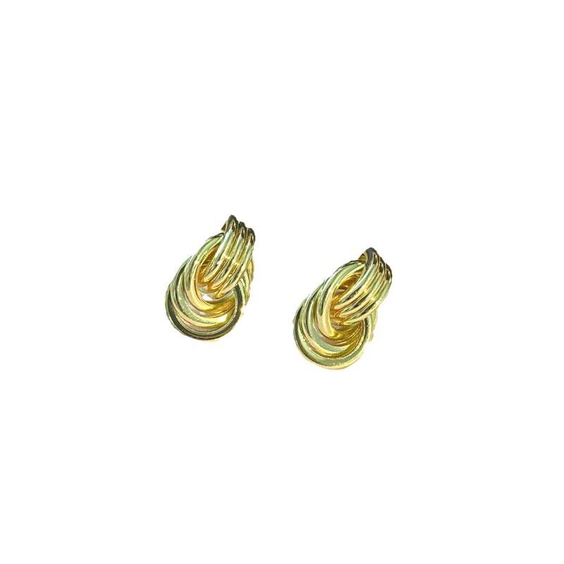 Vintage Gold Color Circle Knot Stud Earrings For Woman Fashion Metal Multilayer Geometric Earrings Jewelry Party Gifts