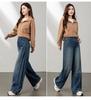 Women's High Waist Wide Leg Jeans - Autumn Retro Style, Loose Fit, Slimming Denim Pants.