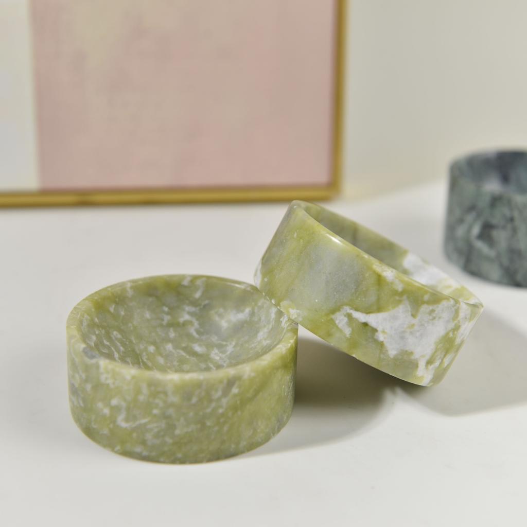 Luxury Fashion Natural Stone Candle Holder Tealight Home Hotel Wedding Festival Table Decor Green Marble Candle Stand