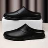 Fashion Genuine Leather Mens Half Slippers Summer Breathable Casual Shoes Slip-on Lazy Driving Shoes Walking Loafers Moccasins Half Drag