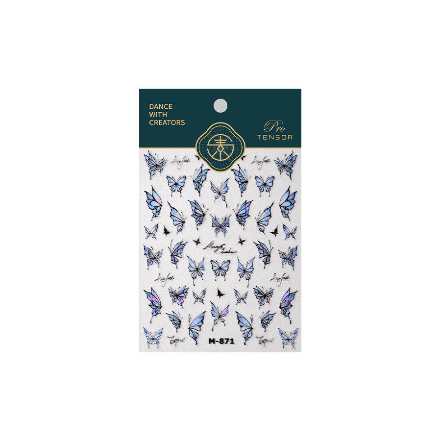 TENSOR Elegant Butterfly Ice Transparent Nail Art Stickers - Aurora Crushed Glass Effect (Model M-871)