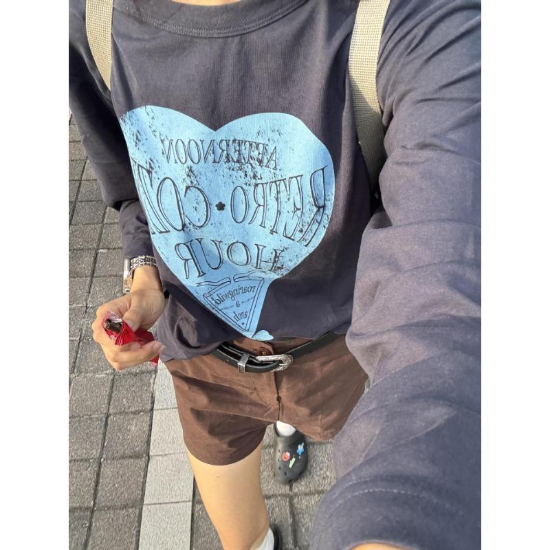 Spring Autumn Simple Fashion Printing Long Sleeve T-shirt Women Loose All-match Casual Cotton Pullover Top Tee