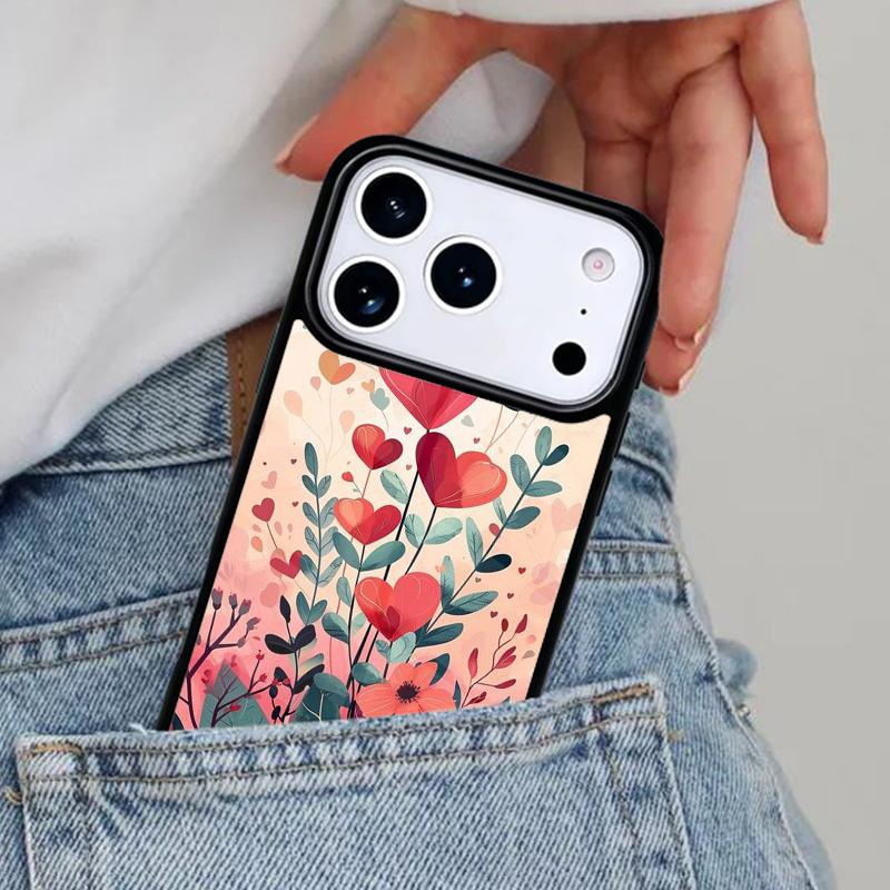 Flower Heart Phone Case for iPhone 16e 15 14 13 12 17 Pro Max Plus Air 17pro Cover Coque