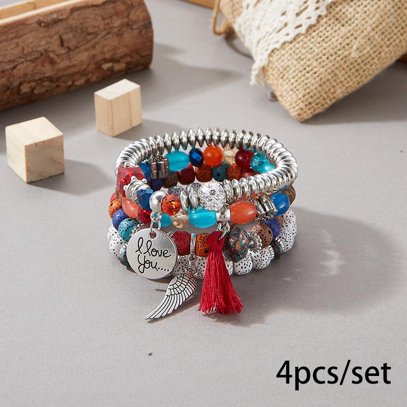 Bohemian Multi-Layer Wooden Beaded Elastic Bracelet