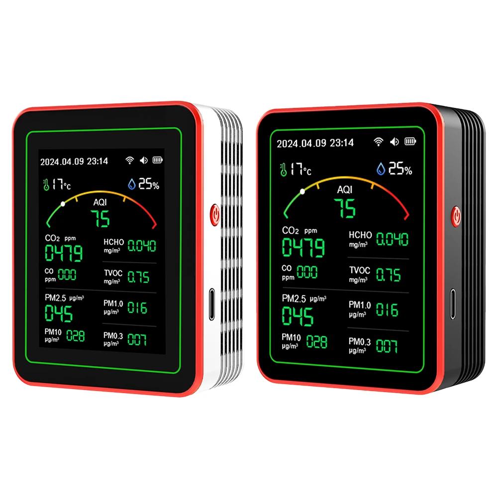 WiFi 15 In 1 Air Quality Detector TFT Display Indoor Air Quality Monitor APP Control Portable AQI PM0.3 PM1.0 PM2.5 PM10 Tester