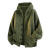 2025 Men's & Women's Dark Gray Hooded Knit Cardigan - American Style Casual Sweater for Autumn & Winter.