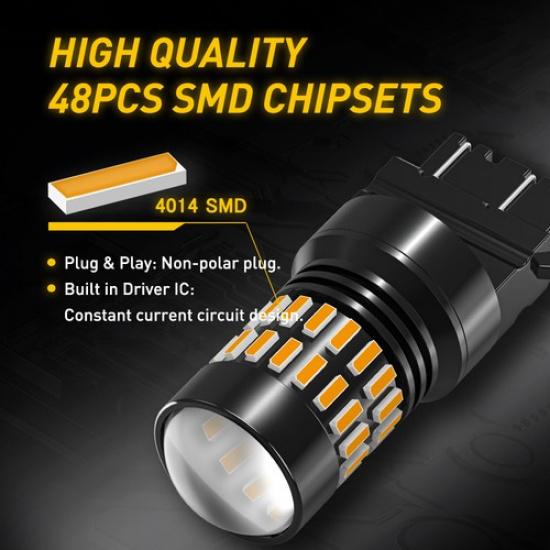 AUXITO LED Front Turn Blinker Signal DRL Bulbs Light 4157 3157 3457 3000K Amber