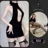 Sexy Lingerie Spring Pure Desire Backless Turtleneck Sleeveless Chest Leakage Knitted Sweater Uniform Temptation