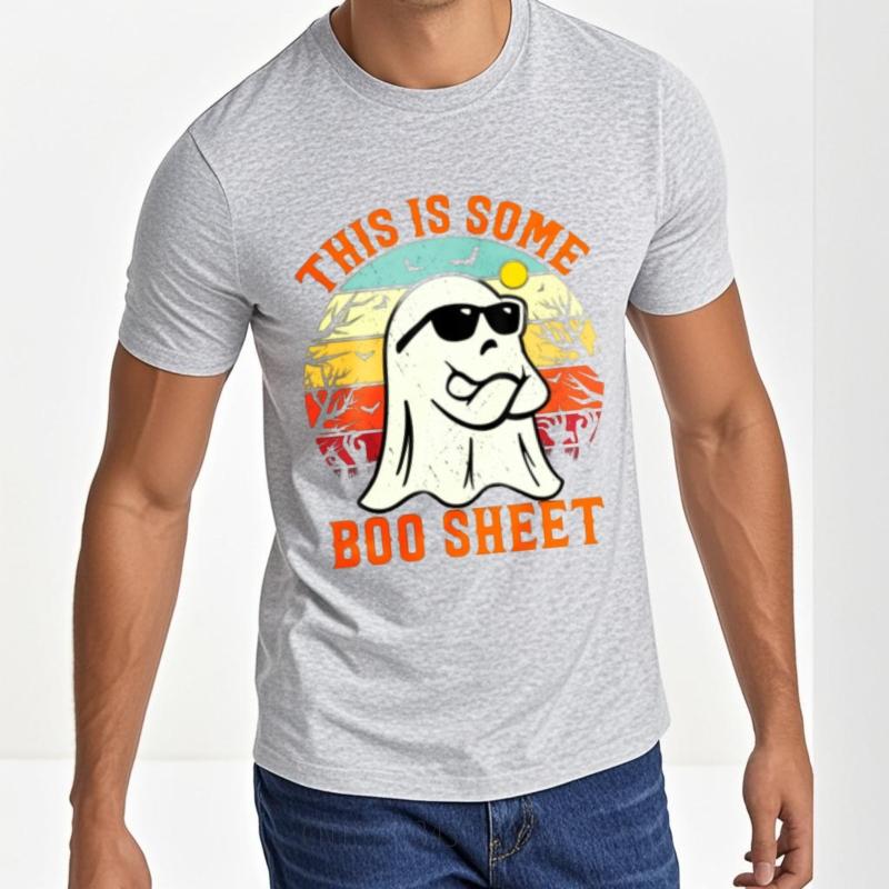 Short Sleeve Shirt Breathable Men Round Neck tshirt Oversized This Is Some Boo Sheet Ghost Sunset Comfort For man Tshirt