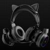 SY-G40 3,5 mm USB-kabelanslutet styrt headset Dragon Eyes Luminous Gaming Söta kattöron Huvudmonterade datorhörlurar med mikrofon För PC Bärbar dator