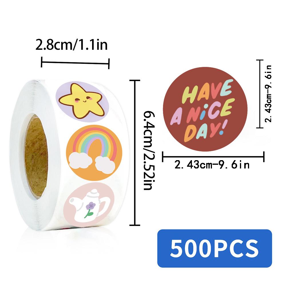 500PCS Korean Cartoon Style Roll Stickers Notebook Fashion Laptop Luggage Cartoon  Personalized Coffee Phone Art Sticker