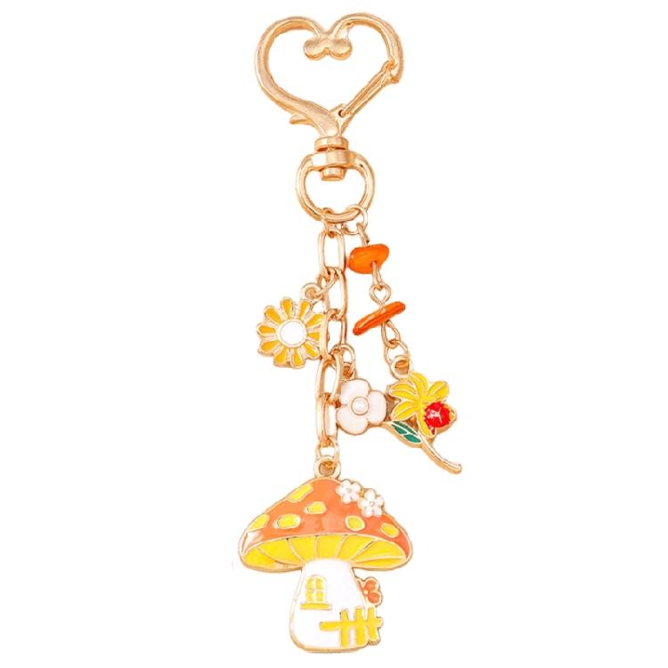 Playful Mushroom Pumpkin Keyring Decorative Beaded Accent Key Organiser Thanksgiving Theme Keychain For Purse Keys