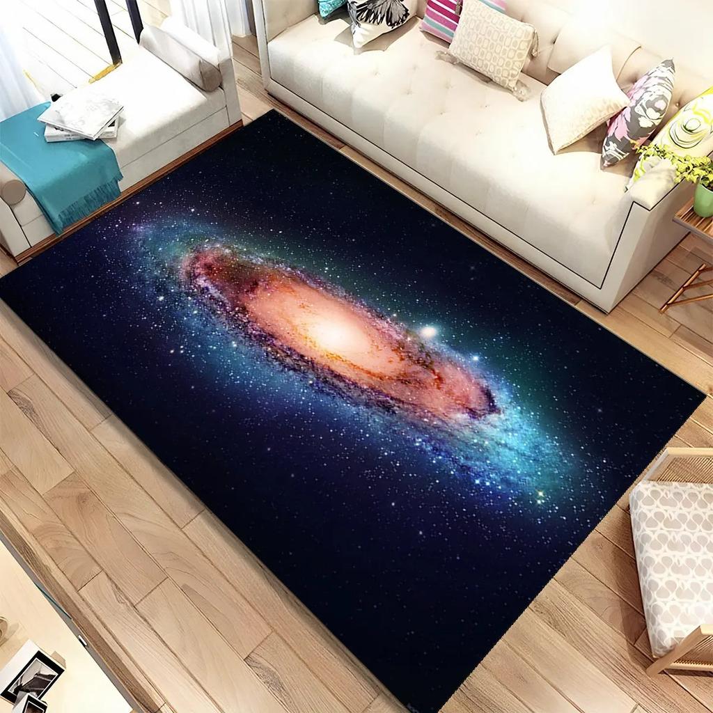 Kristallteppich Galaxie Universum Weltraum Sterne Teppich - Rutschfeste Fußmatte für Wohnzimmer Schlafzimmer Kinder Spiel Dekor Flauschiges Kinderzimmer