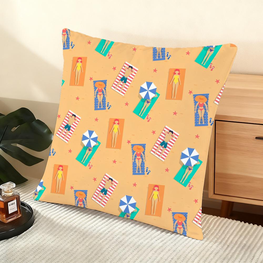 Beach Chair Cushion Cover Soft Short Plush Pillow Cover Smooth Cozy Texture Aesthetic Cushion Case Home Decor