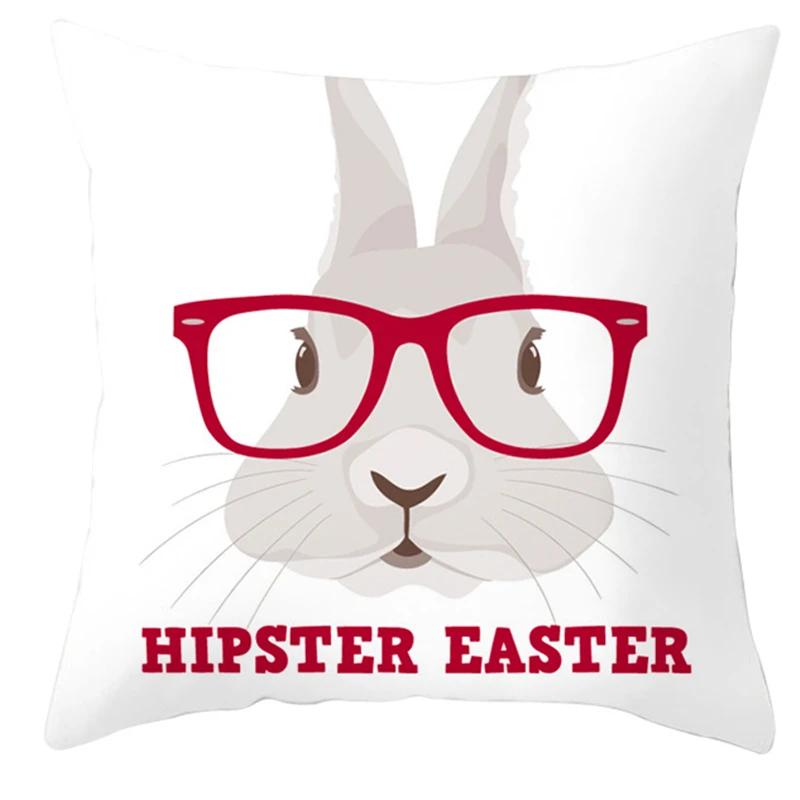 Easter Decoration Bunny Pillowcase Happy Easter Decoration for Home Easter Rabbit Eggs Cushion Cover Easter Party Favor Gift