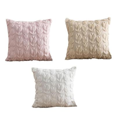 Plush Faux Rabbit Hair Living Room Pillow Case Sofa Cushions Cover Neutral Tone Hypoallergenics Easy Cleaning Design