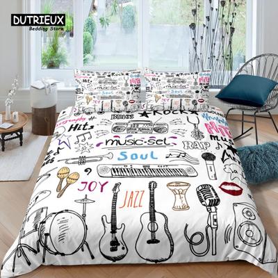 Home Living Luxus 3D Musik Set Bettwäsche Set Mädchen Bettbezug Set Kissenbezug Kinder Bettwäsche Set Queen und King EU/US/AU/UK Größe
