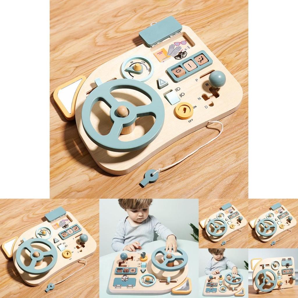 Wooden Busy Board Steering Wheel Toy For Kid Learning And Development