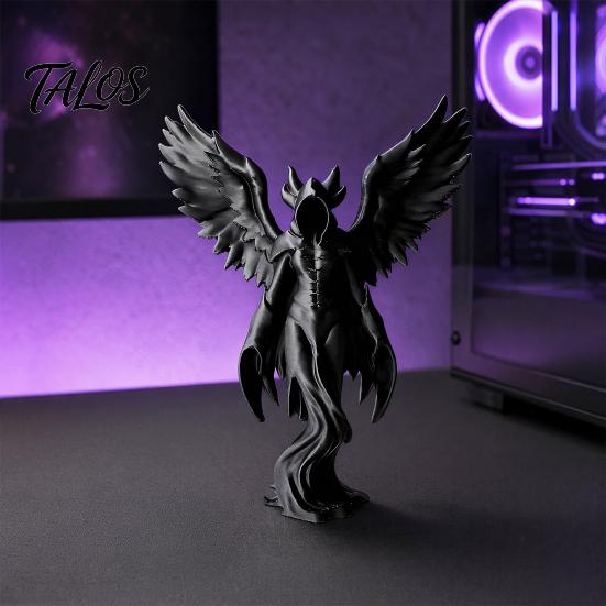 Desktop Atmosphere Decoration Dark Angel Winged Figurine, 3D Printed Gothic Statue for Desk Shelf God Decor, Intricate Redemption Theme Sculpture,