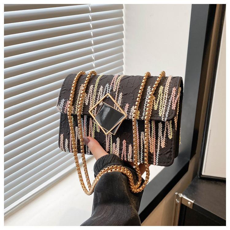 Stylish 2024 Nylon Mini Shoulder Bag For Women With Chic Sequins In Black And Pink чёрный