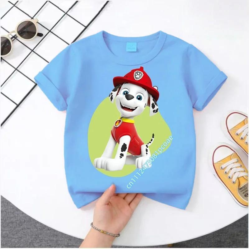 Summer PAW Patrol Children's Short-Sleeve T-Shirt Cartoon Chase Skye Print Boys and Girls Breathable Casual Top