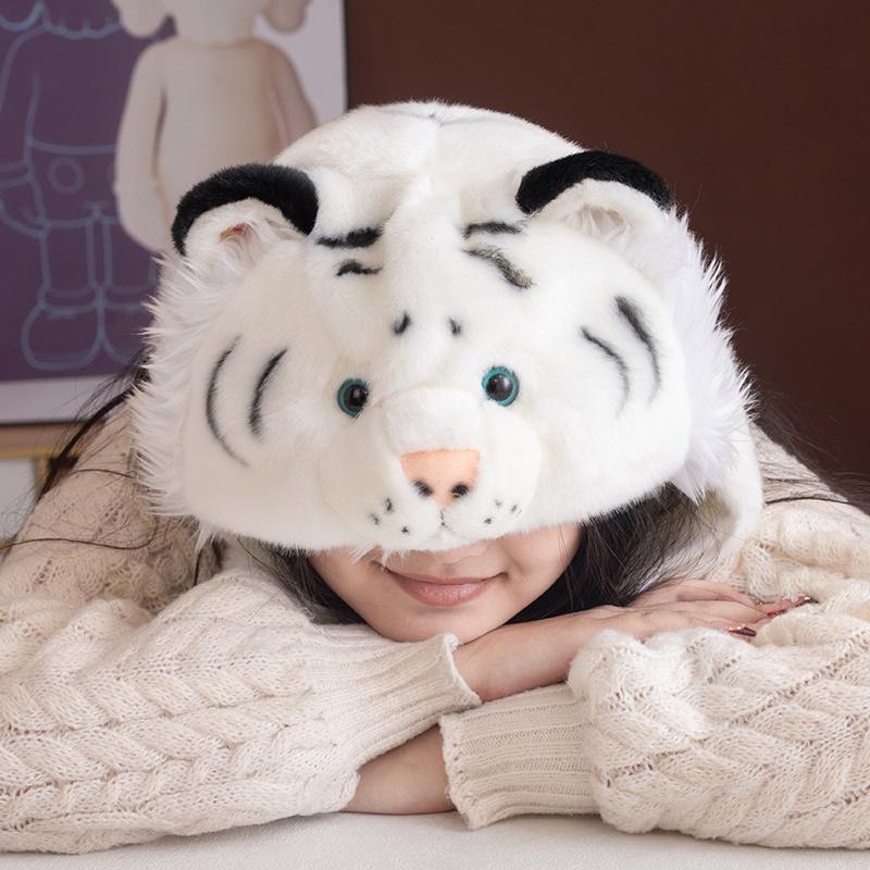 Non-Toxic Tiger Hat Soft Stuffed Plush Toys Headwear Winter Warm Hats For Gifts Plushies Animal Doll Cute Tiger Jungle Theme Po Props
