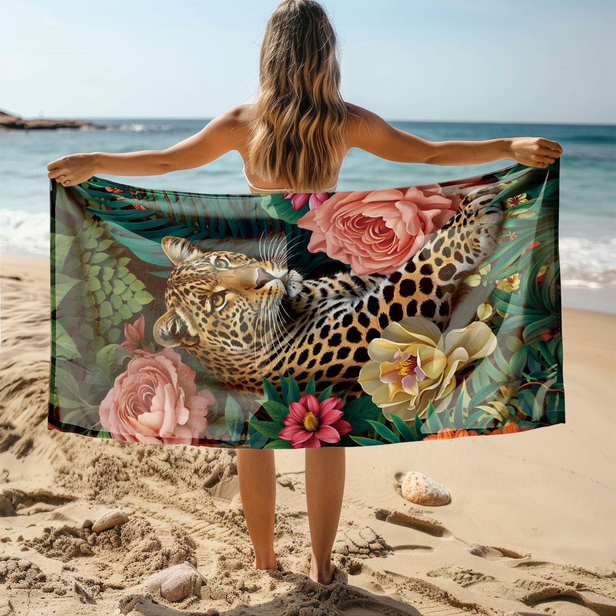 

1pc Rainforest Animals Print Towel Sports Quick-Drying Absorbent Camping Towel Soft Lightweight Gym Swimming Yoga Beach Towel W40*H60(CM)