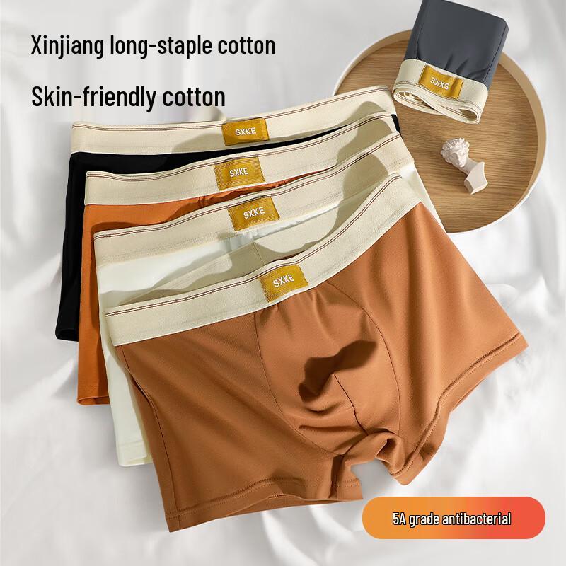 Men's Pure Cotton Antibacterial Boxer Briefs 4-Pack