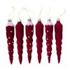 Christmas Tree Baubles Wine-Red Plastic Geometric Ornament with Textured Finish and Hanging Strings for Shop, Hotel