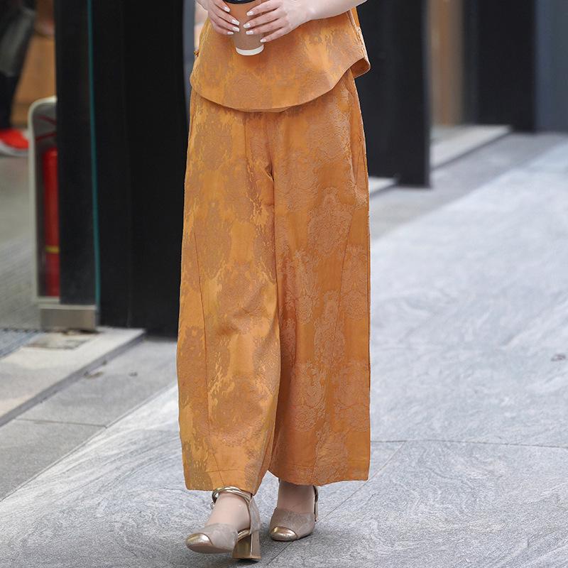 2026 Chinese Style Jacquard Embroidered Vest & Wide-Leg Pants Set