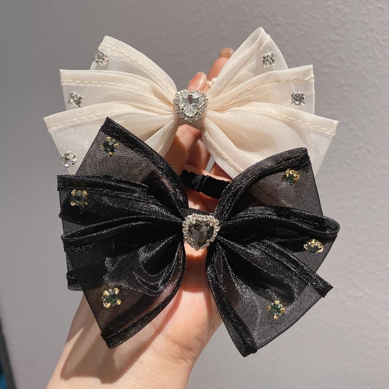 Korean Elegant Bow Scrunchies Women Girls Elastic Hair Rubber Bands Accessories Tie Hair Rope Headdress Headwear Ornament