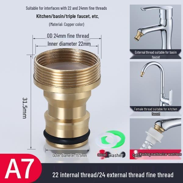 All-Copper Universal Washing Machine Faucet Adapter with Inlet Hose and 46-Point Stop Valve