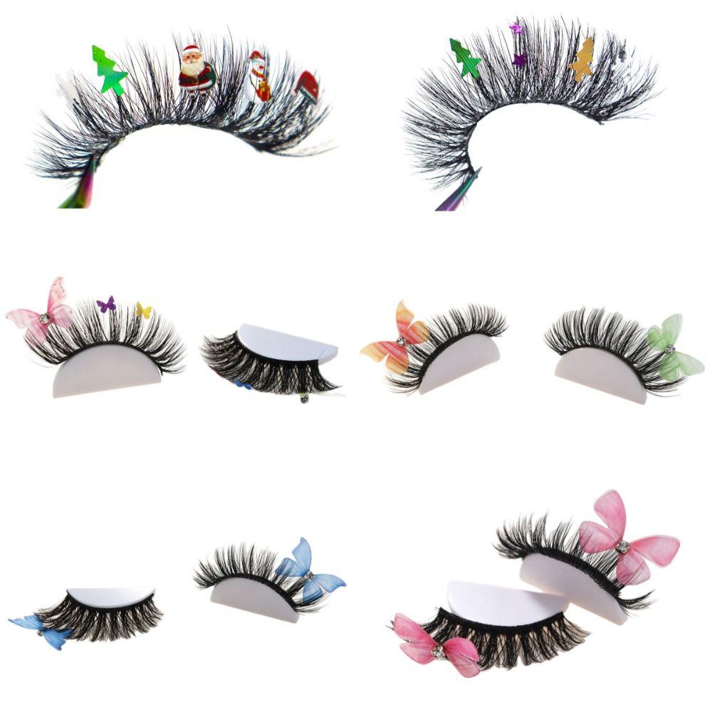 1 Pair Full Strip Reusable Sparkly Lashes Natural to Fluffy Faux Mink False Eyelashes Cosplay